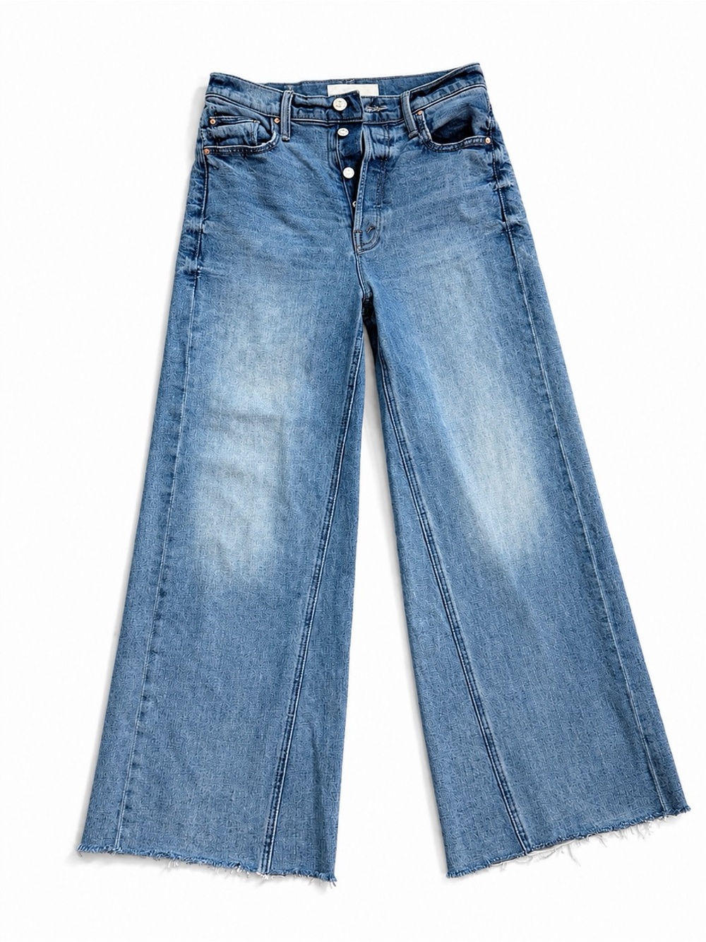 MOTHER The Enchanter Wide-Leg Button-Front Jeans in Light Blue Wash